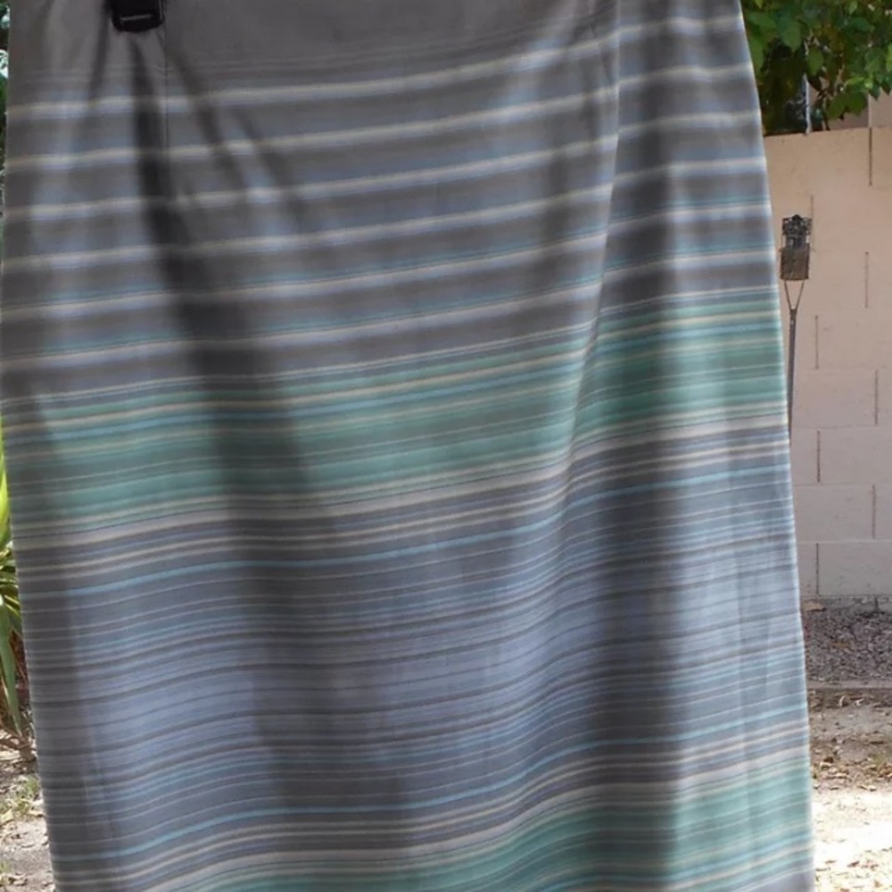 NWOT LIZ CLAIBORNE WRAP SKIRT 12 BLUE STRIPE midi